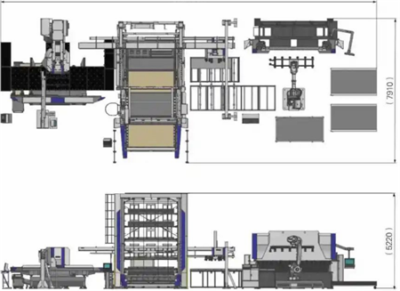 圖3 數(shù)控沖床自動分揀·折彎機器人生產(chǎn)線空間示意圖